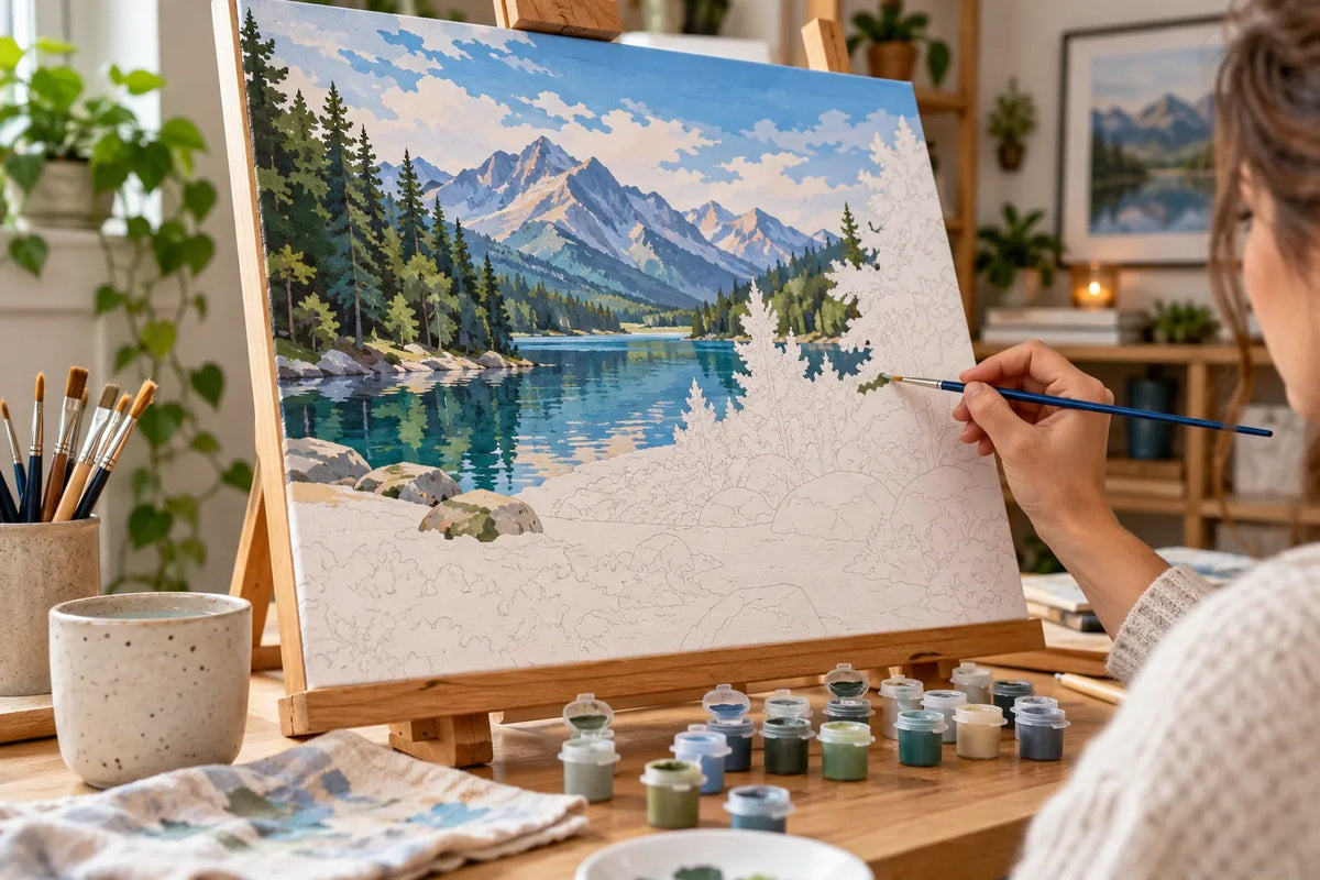 An editorial paint by numbers scene showing a numbered background and painted foreground.