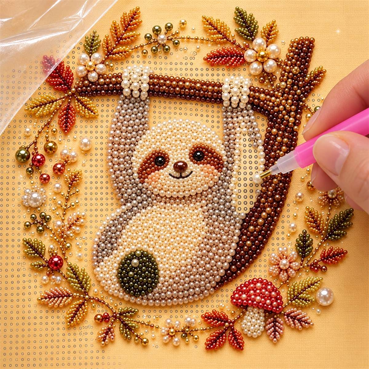 Autumn Sloth Branch — process image