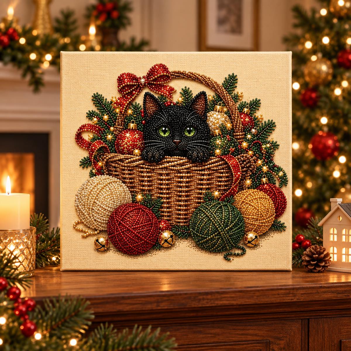 Black Cat and Yarn Basket Christmas — room image