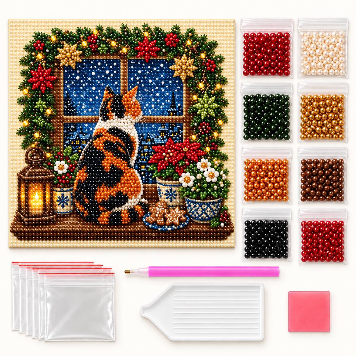 Calico Cat Winter Window — kit image