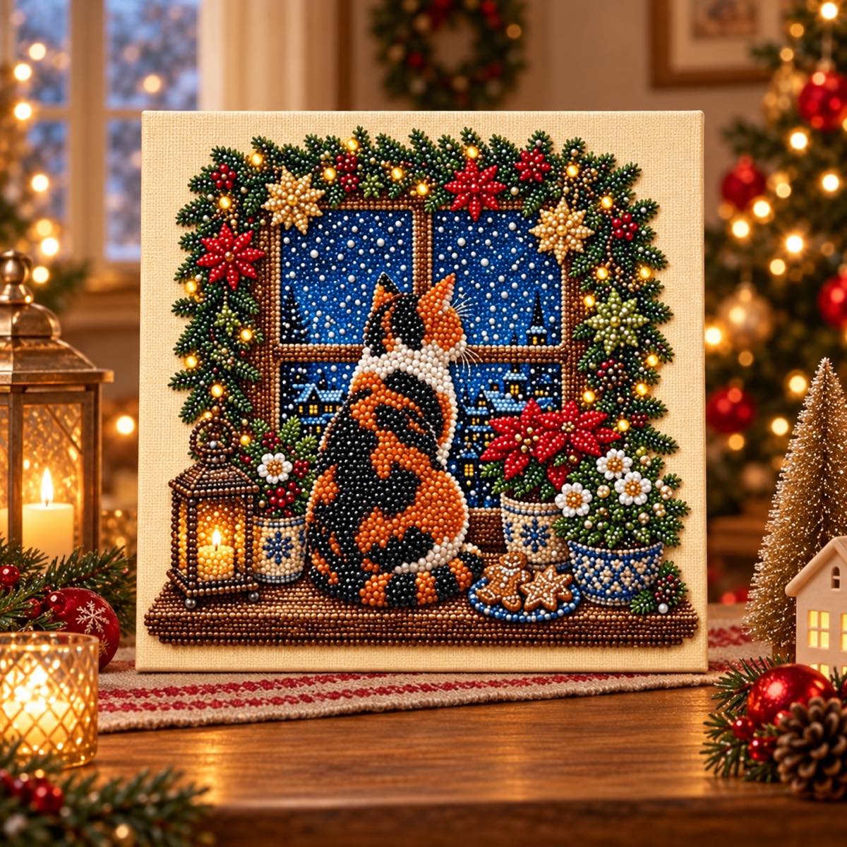 Calico Cat Winter Window — room image