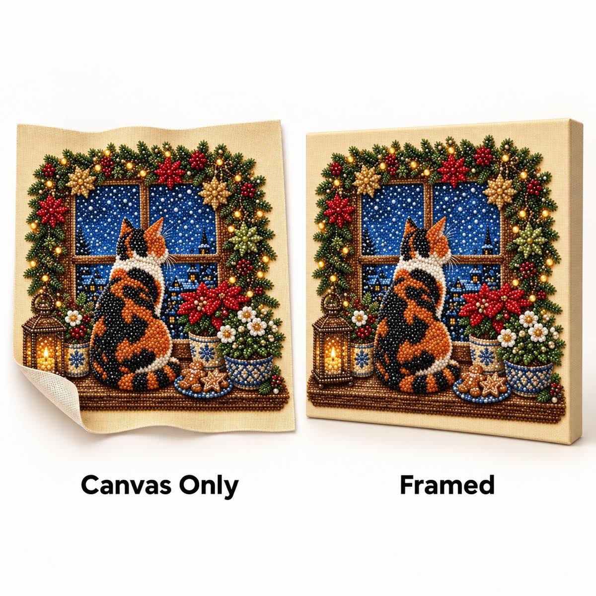 Calico Cat Winter Window — style image