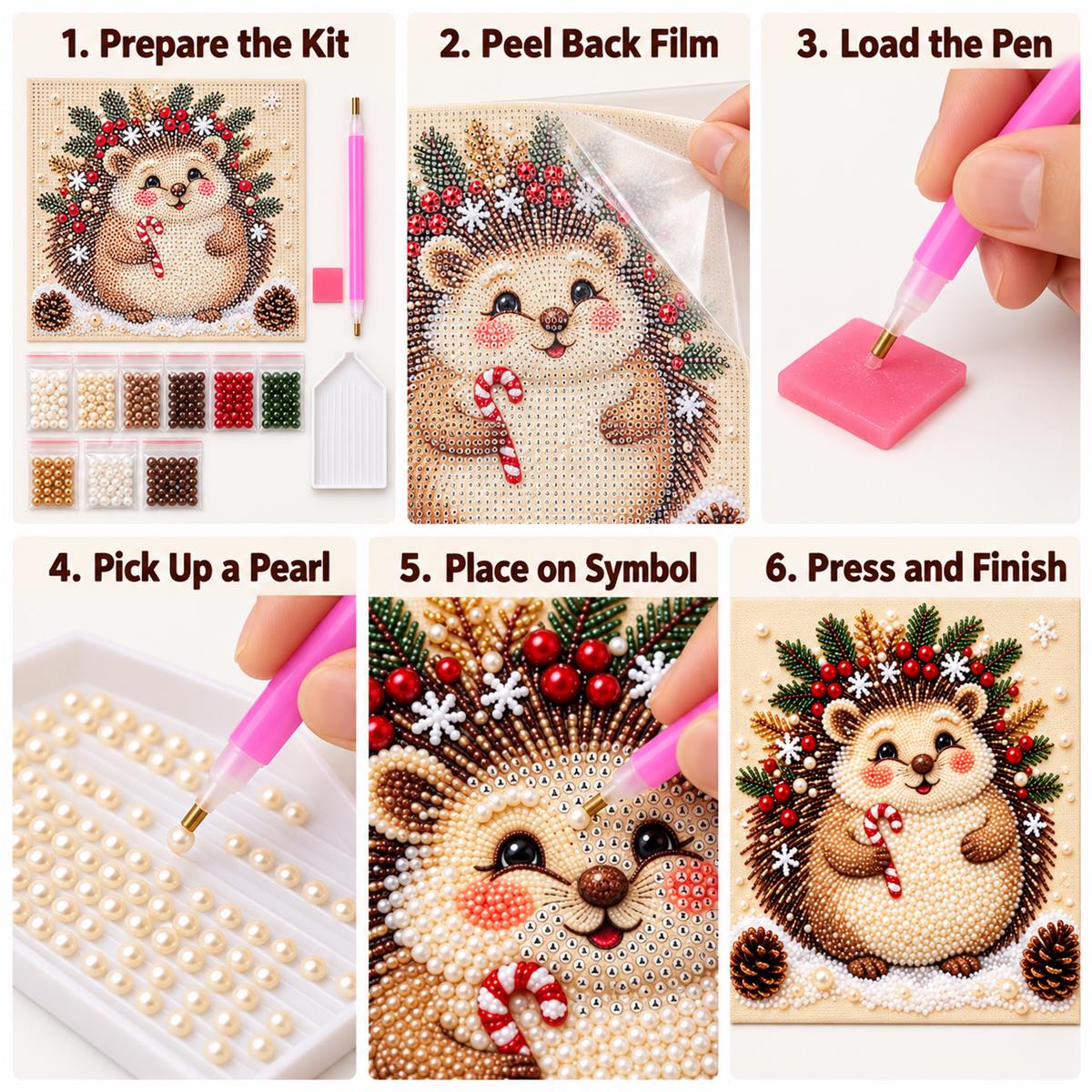 Christmas Hedgehog with Candy Cane — tutorial image