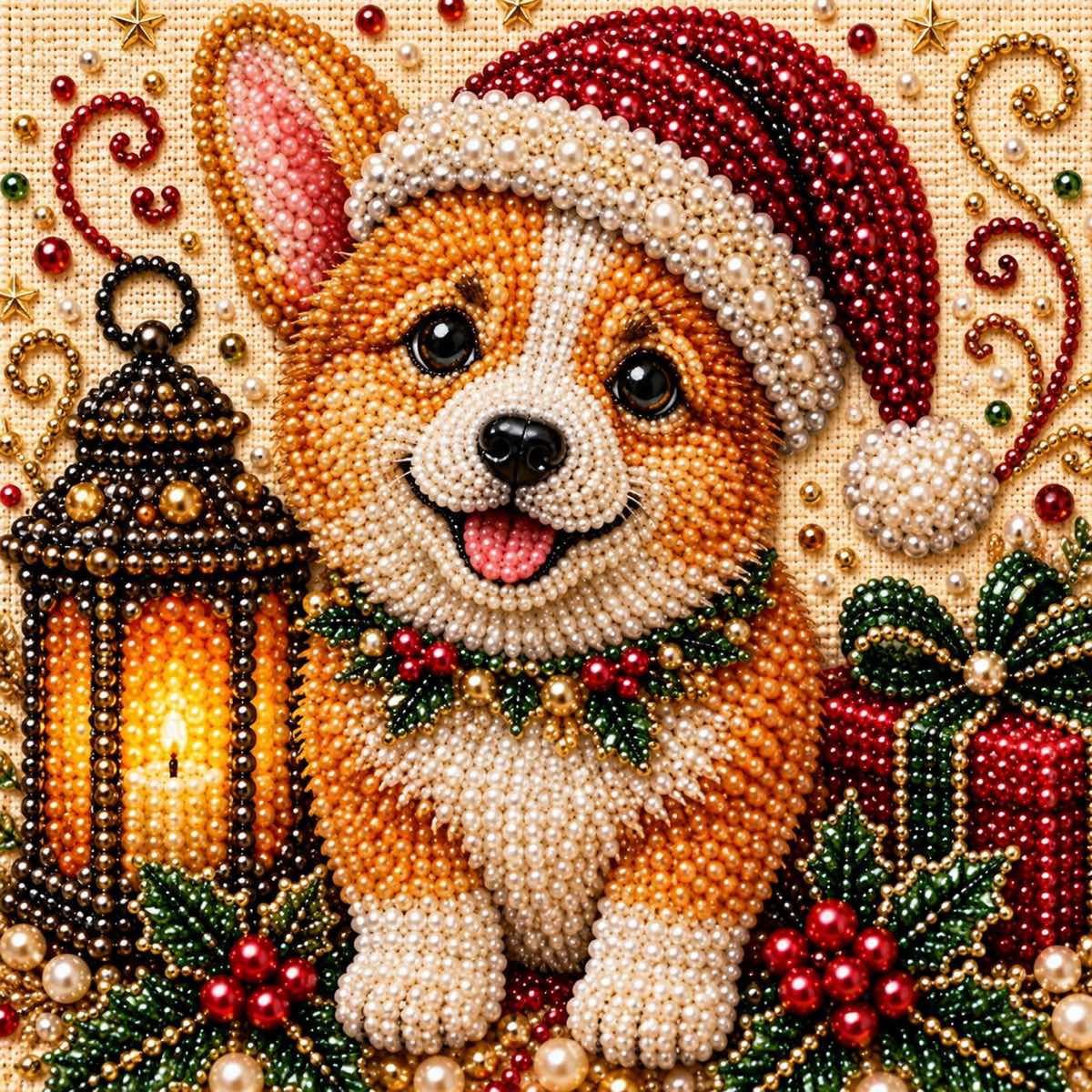 Corgi Christmas Lantern — detail image