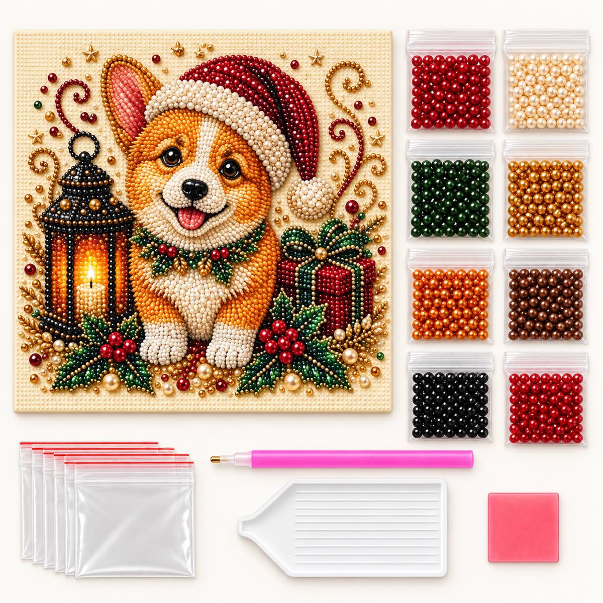 Corgi Christmas Lantern — kit image
