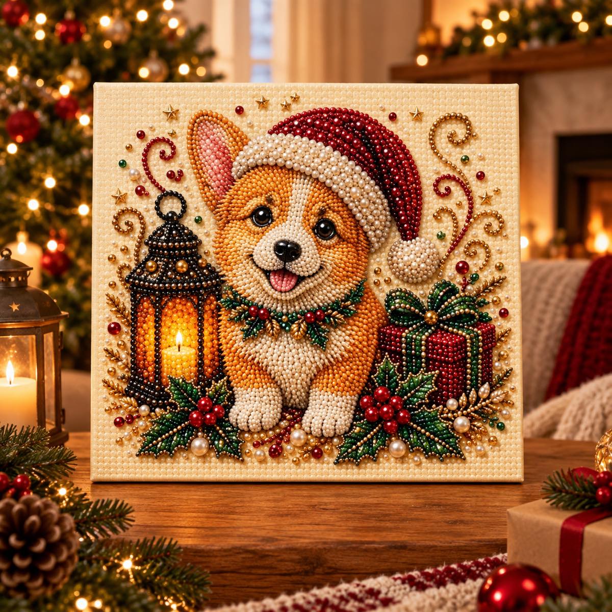 Corgi Christmas Lantern — room image