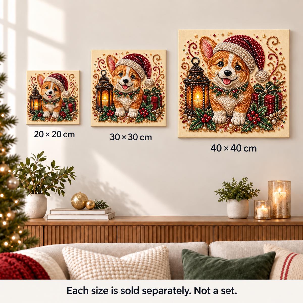 Corgi Christmas Lantern — size image