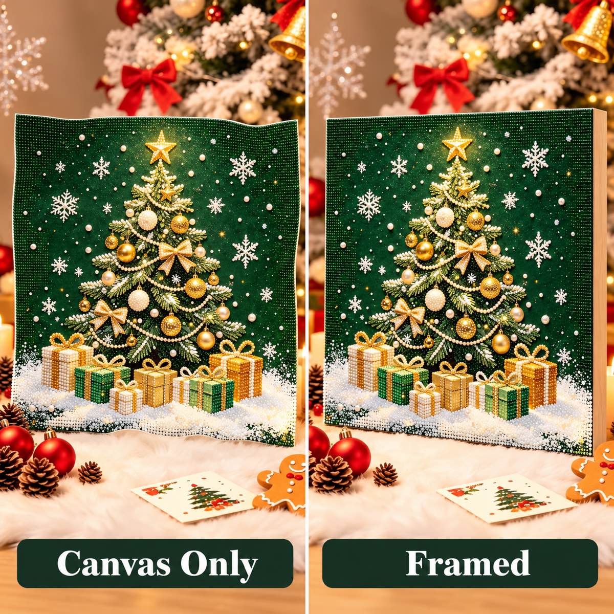 Emerald Christmas Tree and Gifts Pearl Diamond Painting Kit style