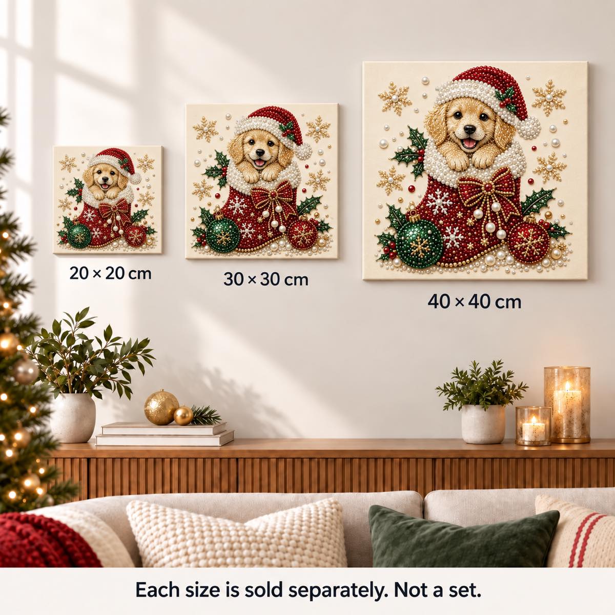 Golden Puppy Christmas Stocking — size image