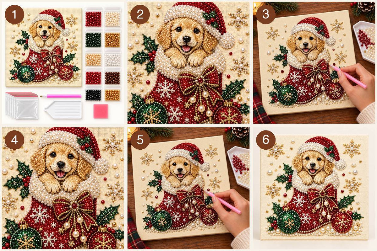 Golden Puppy Christmas Stocking — tutorial image