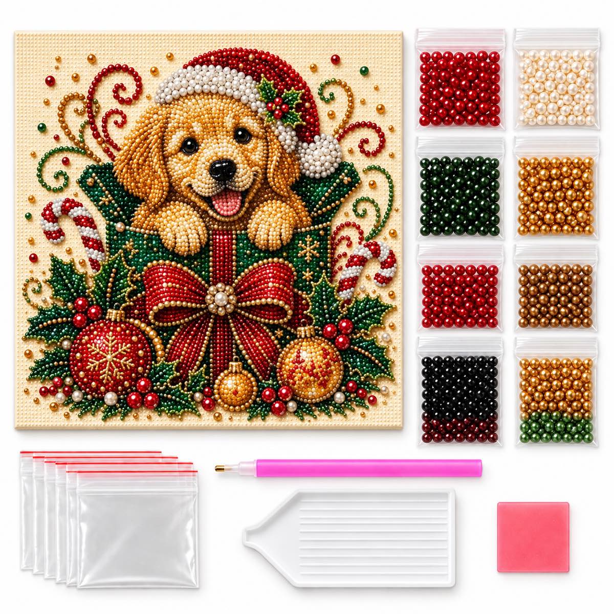 Golden Puppy Gift Box Christmas — kit image