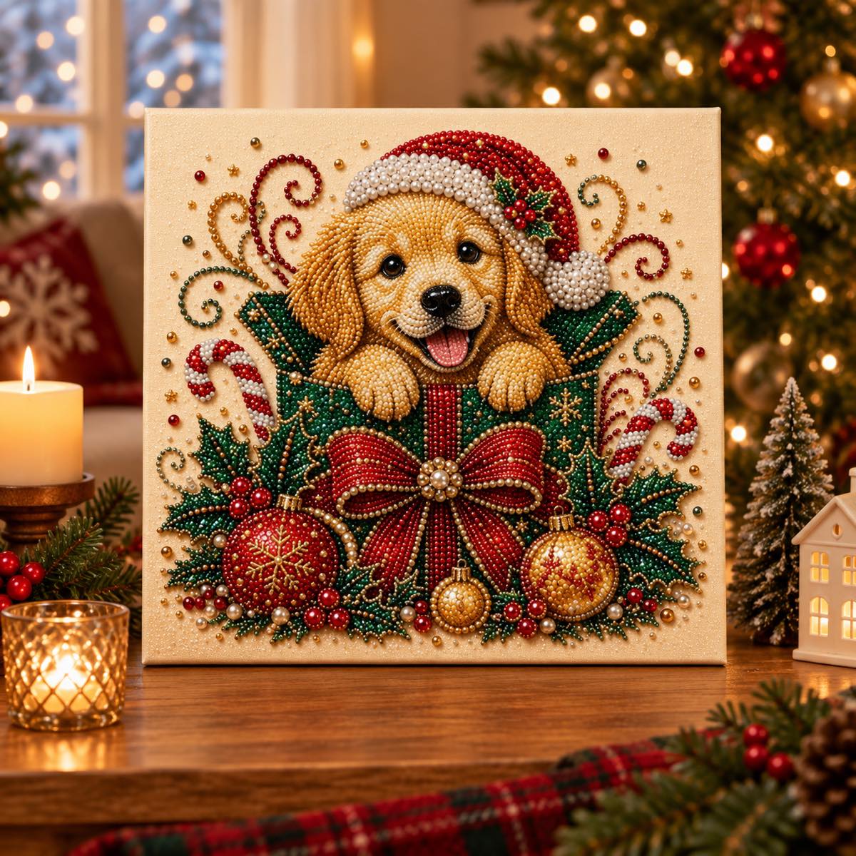 Golden Puppy Gift Box Christmas — room image