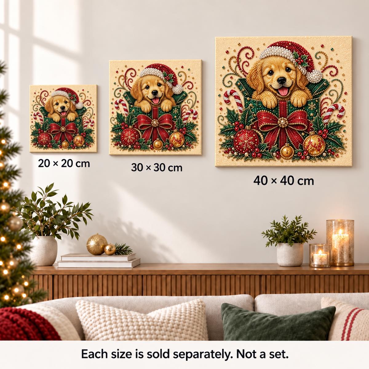 Golden Puppy Gift Box Christmas — size image