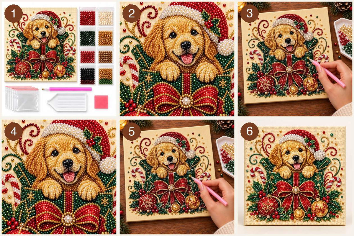 Golden Puppy Gift Box Christmas — tutorial image