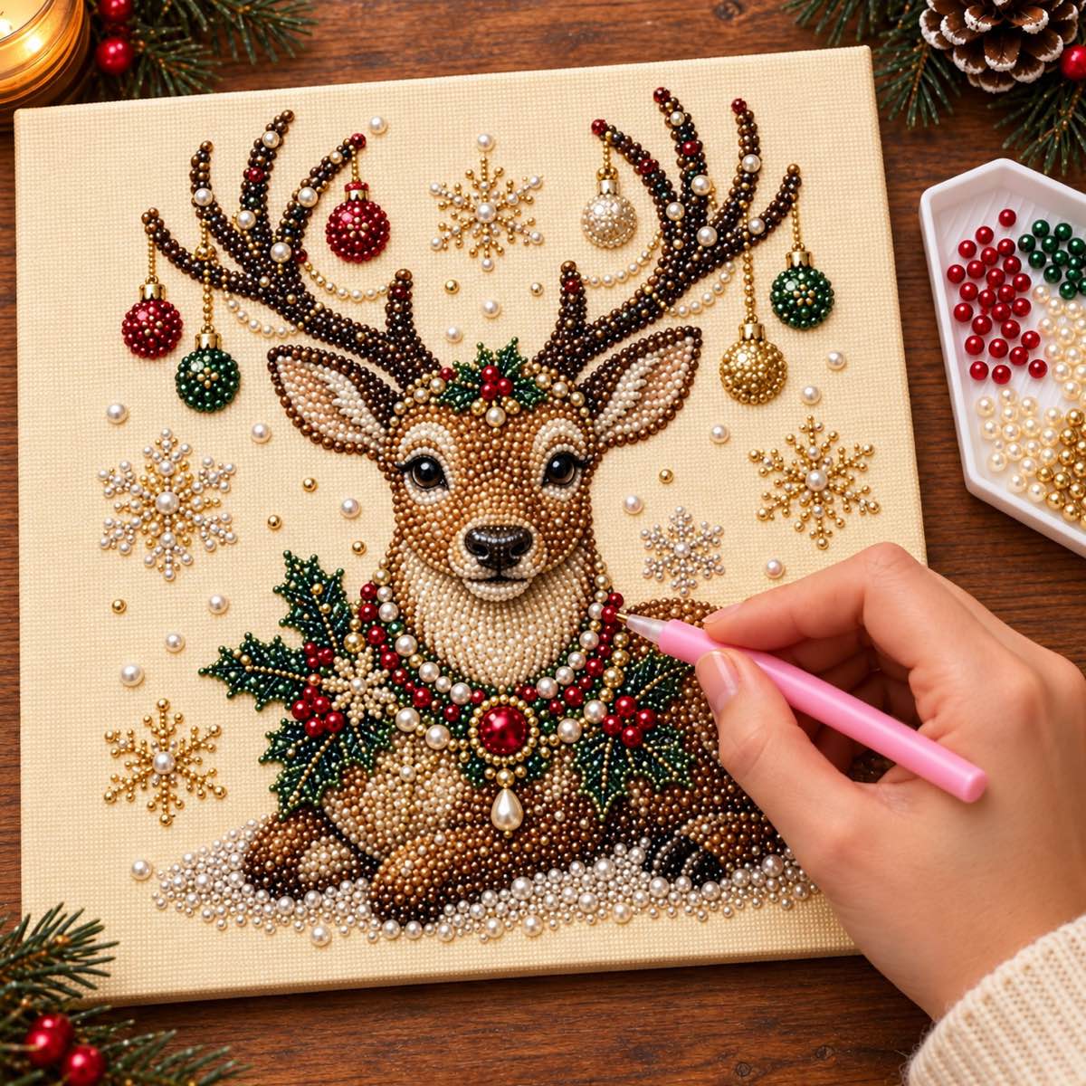 Jeweled Reindeer Christmas — process image