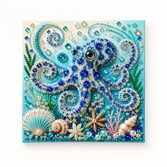 Finished ocean octopus pearl painting design on a clean background