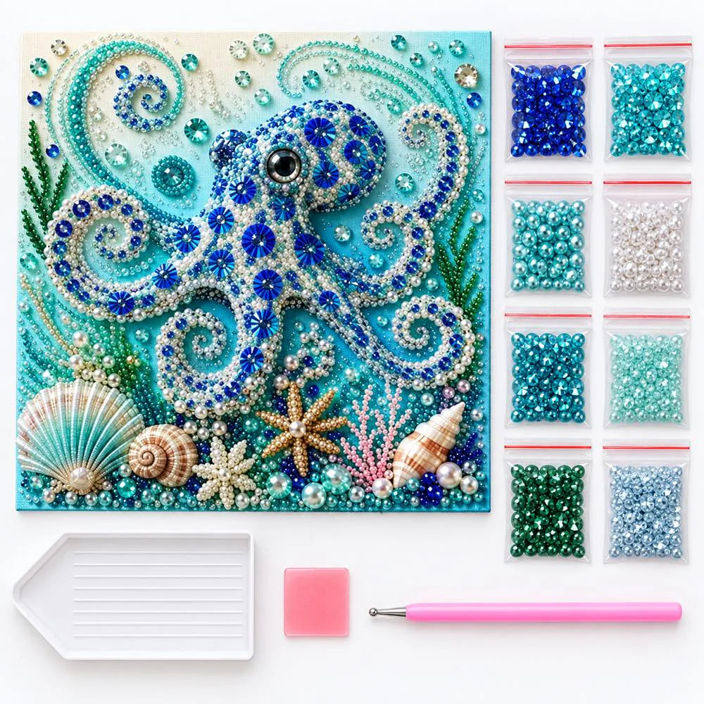 Ocean octopus pearl painting kit contents as shown