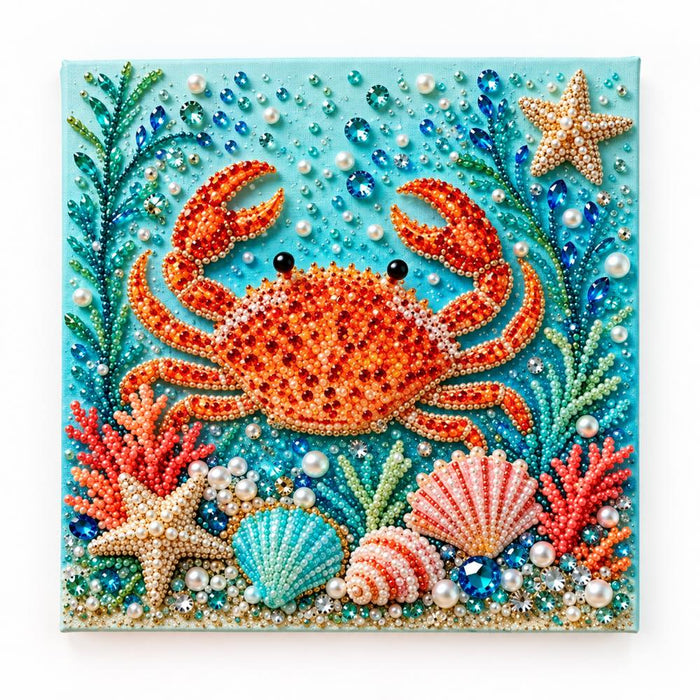 Orange Crab Coastal Pearl Diamond Painting Kit hero image