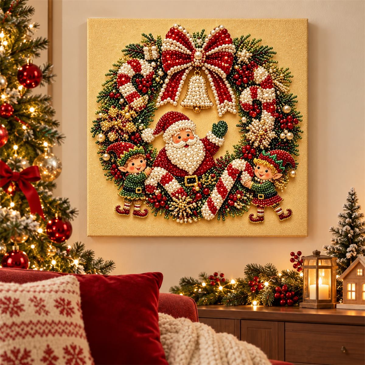 Santa Elves Christmas Wreath — room image