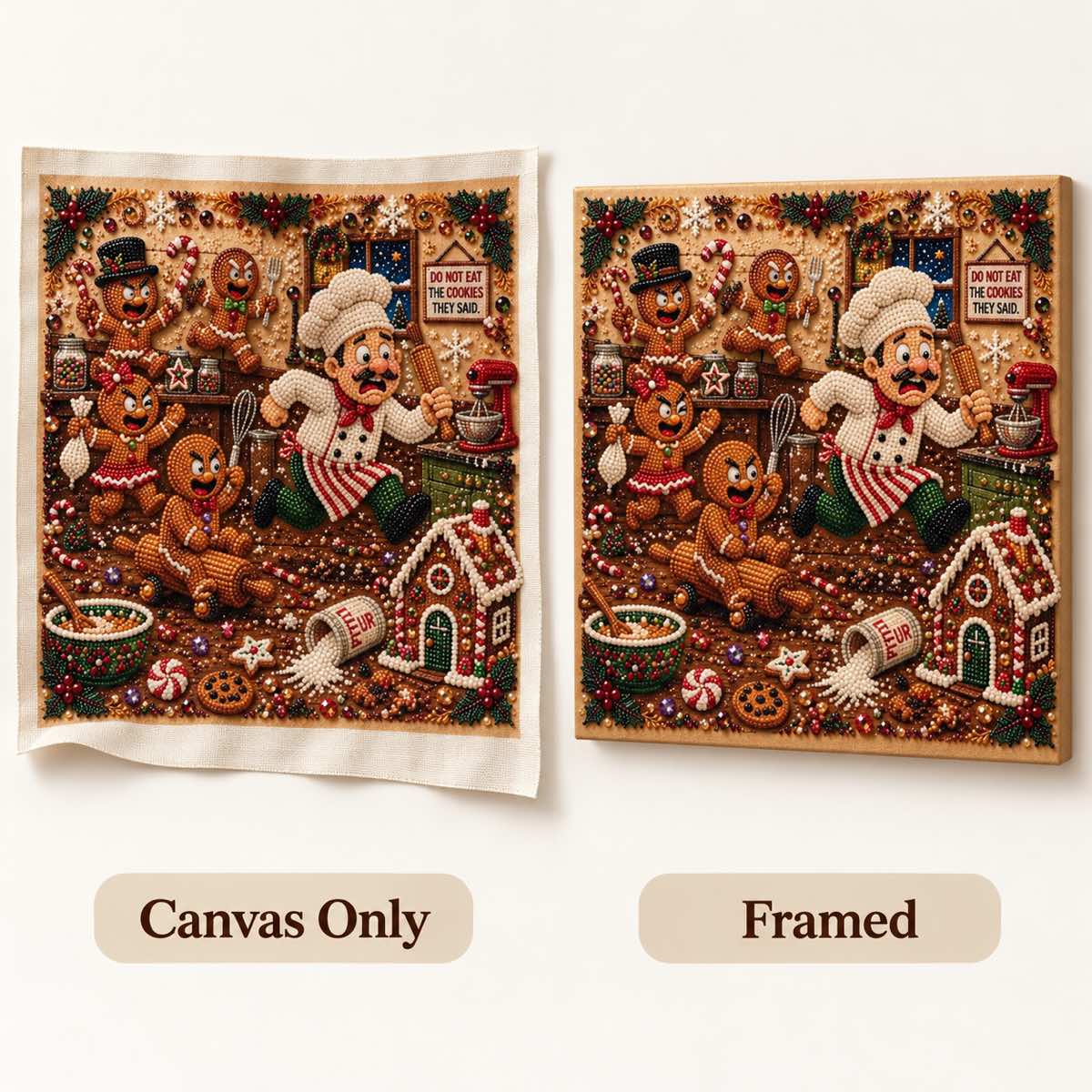 Santa Gingerbread Kitchen Pearl Diamond Painting Kit style