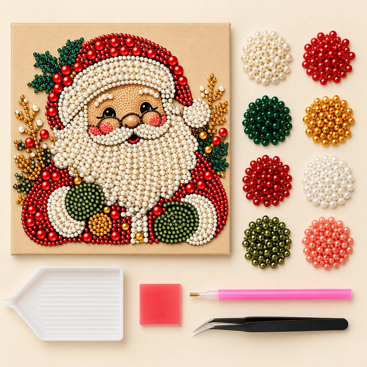 Santa With Glasses pearl painting kit – kit image