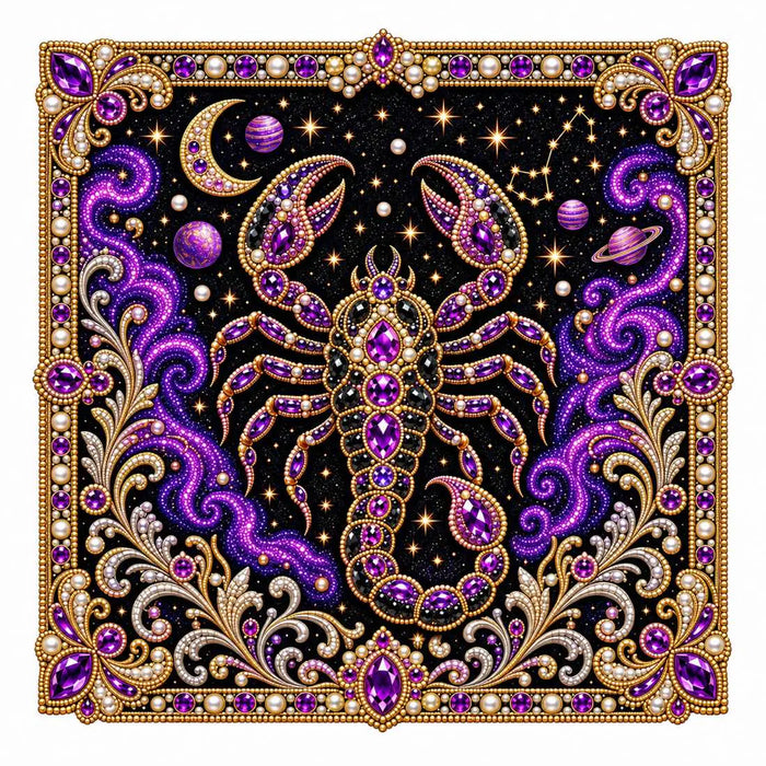 Finished scorpio pearl painting design on a clean background