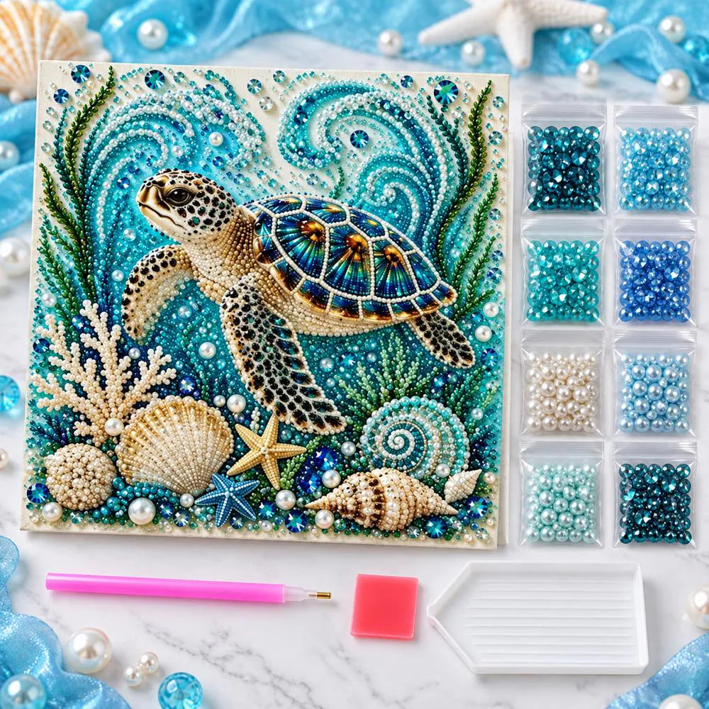 Sea turtle pearl painting kit contents as shown