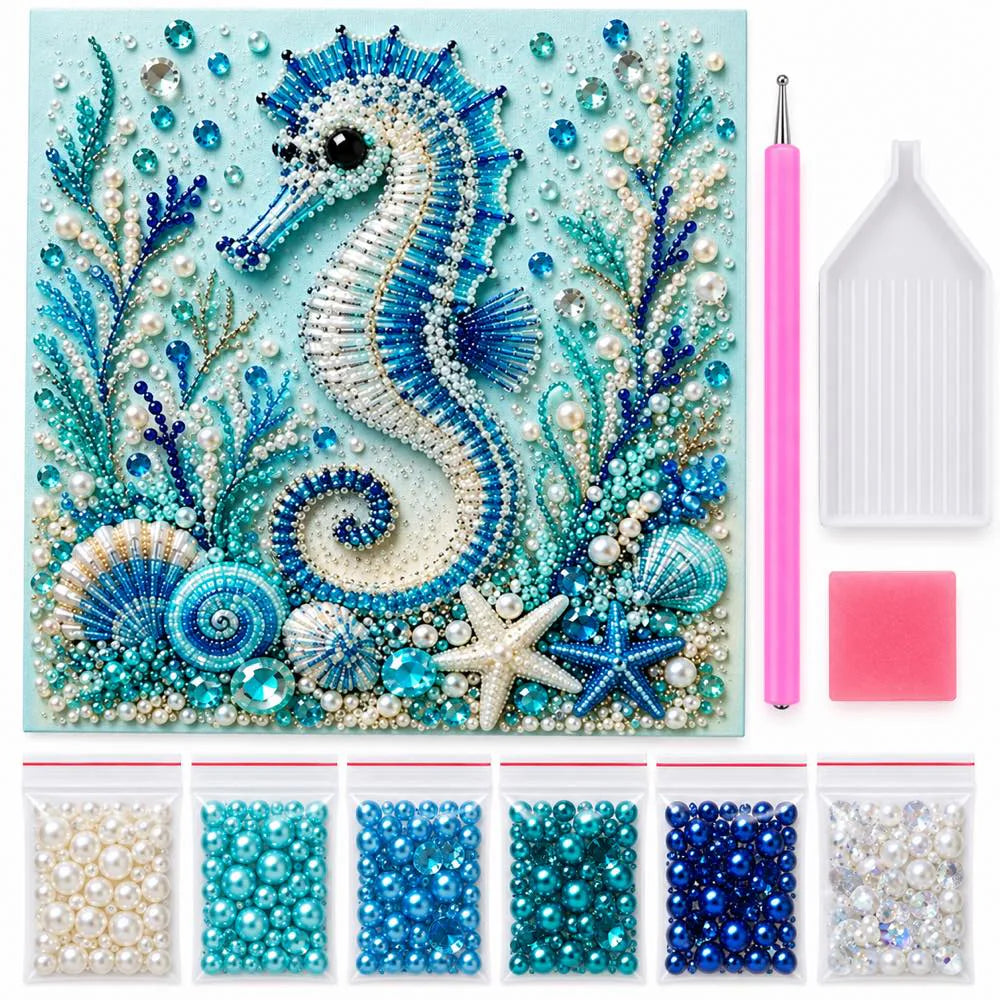Seahorse pearl painting kit contents as shown