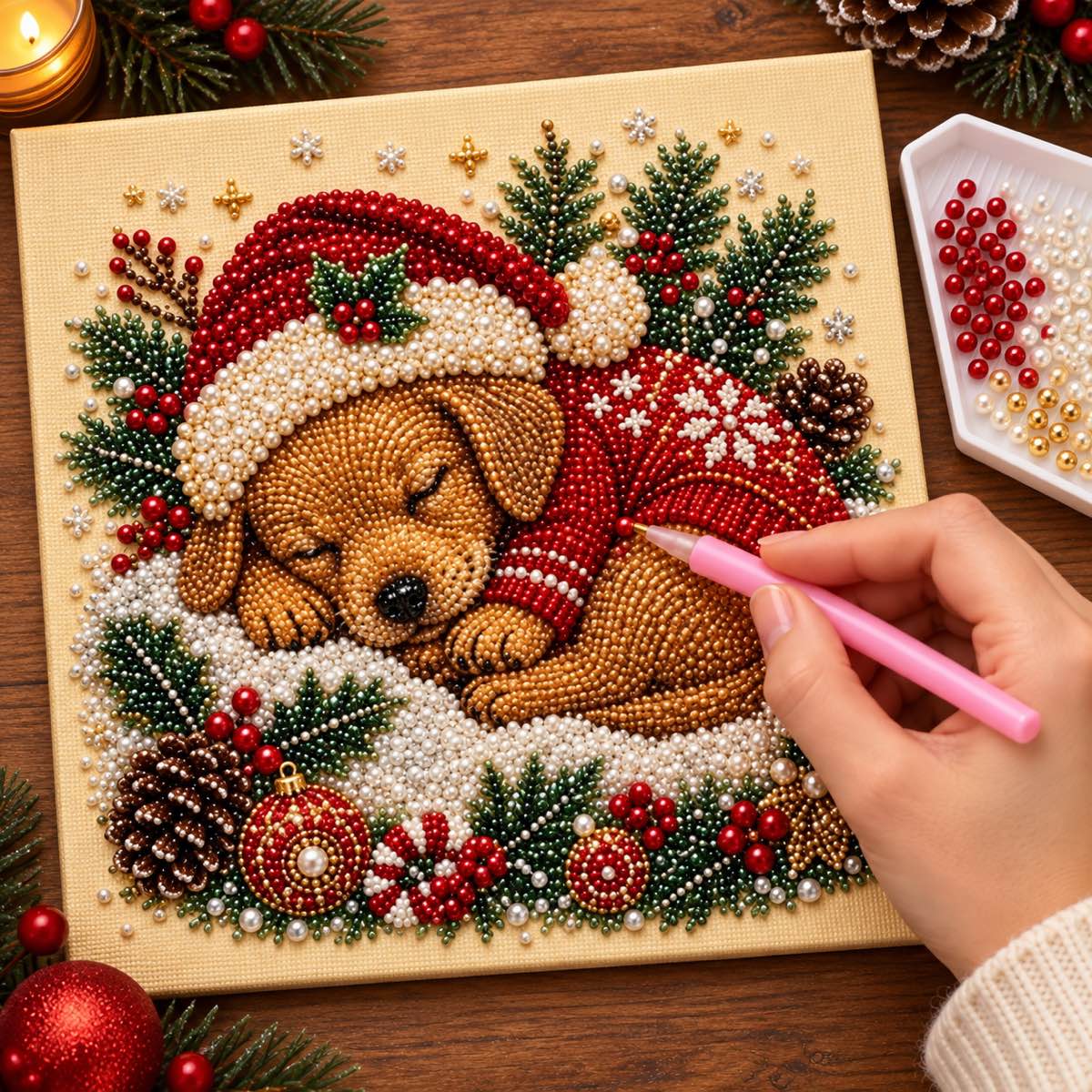Sleeping Puppy Christmas — process image