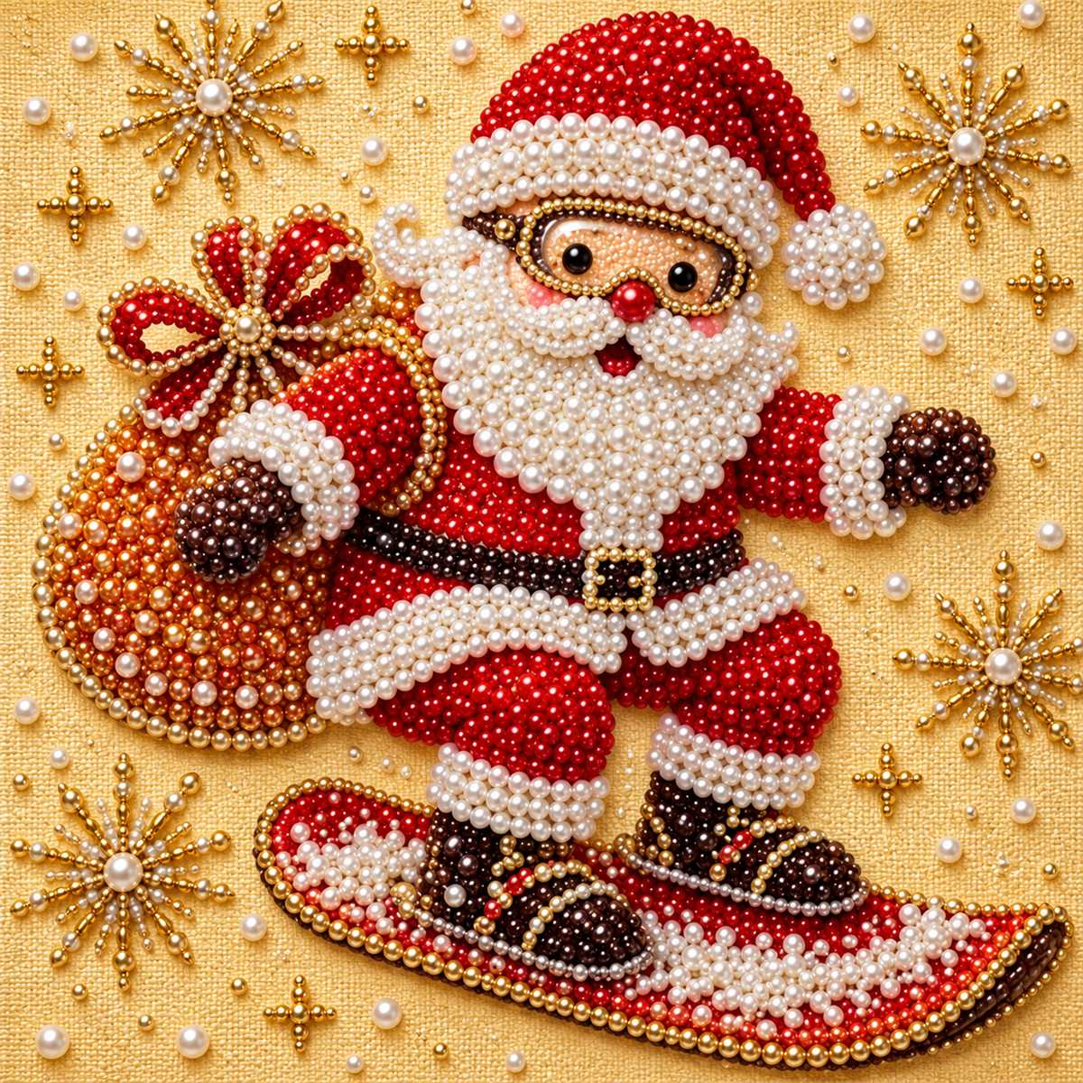 Snowboarding Santa Gift Sack — detail image