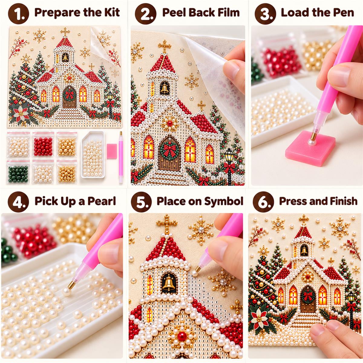 Snowy Christmas Church — tutorial image