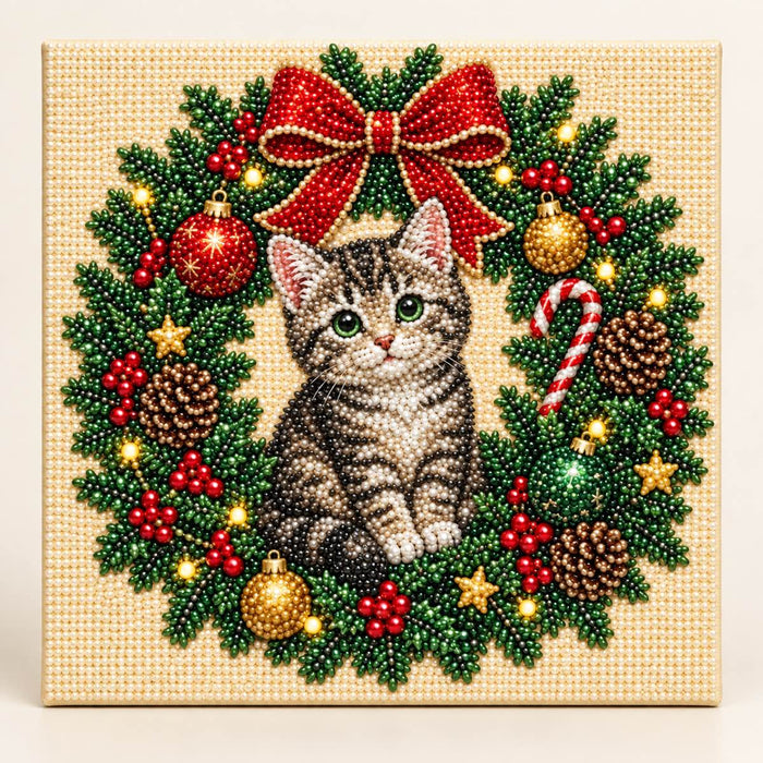 Tabby Kitten Christmas Wreath — hero image
