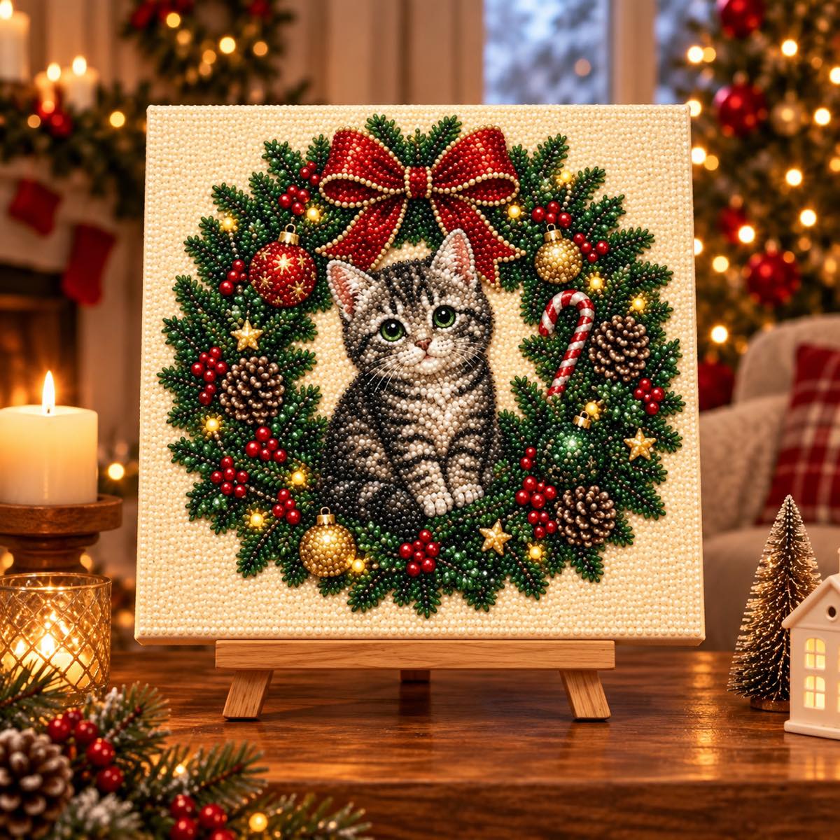 Tabby Kitten Christmas Wreath — room image