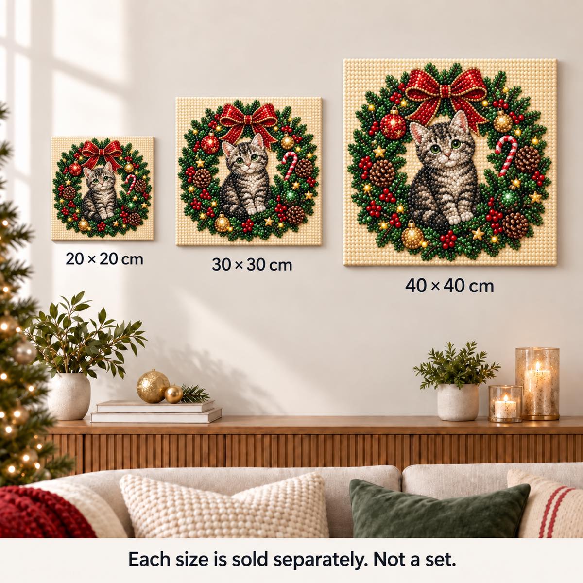 Tabby Kitten Christmas Wreath — size image