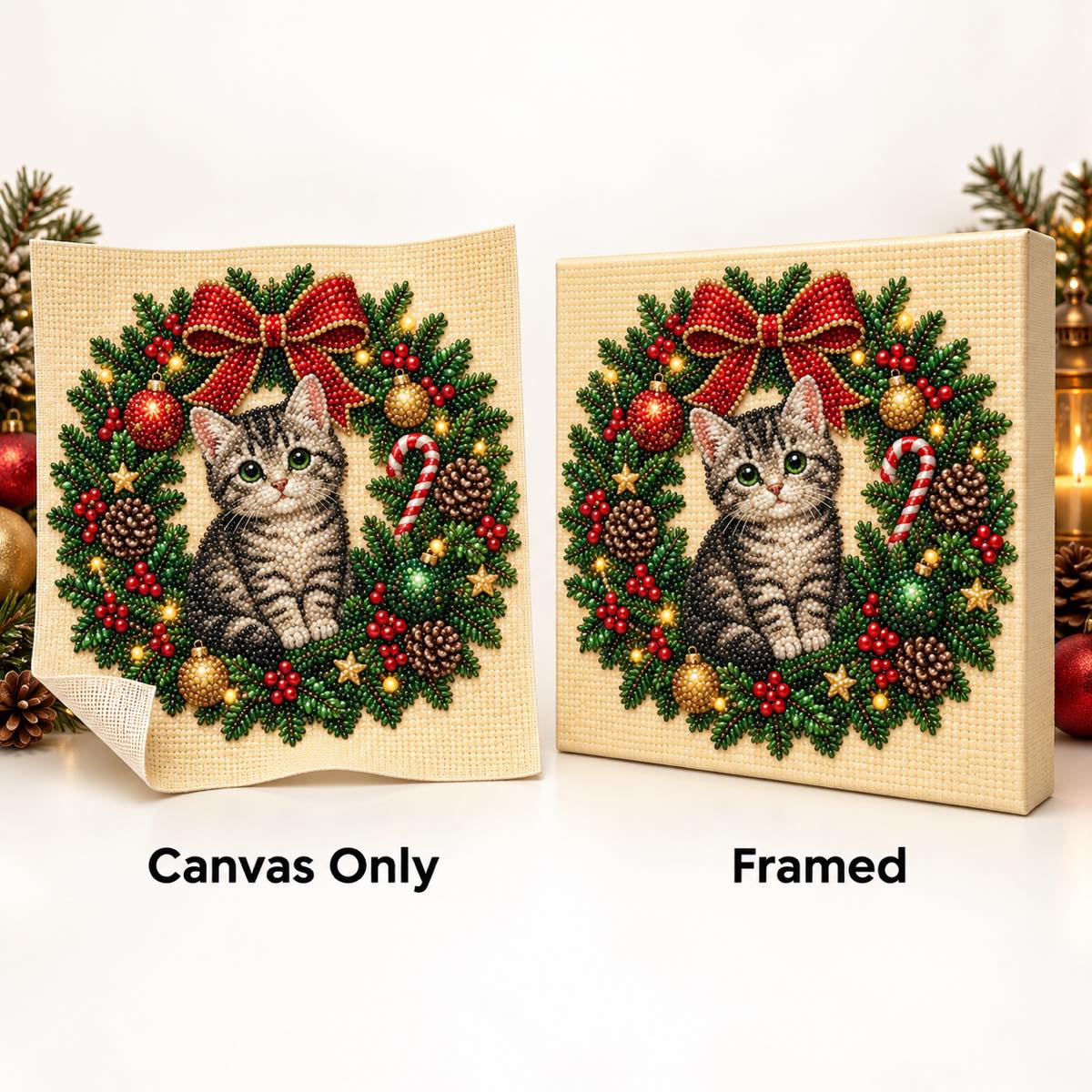 Tabby Kitten Christmas Wreath — style image