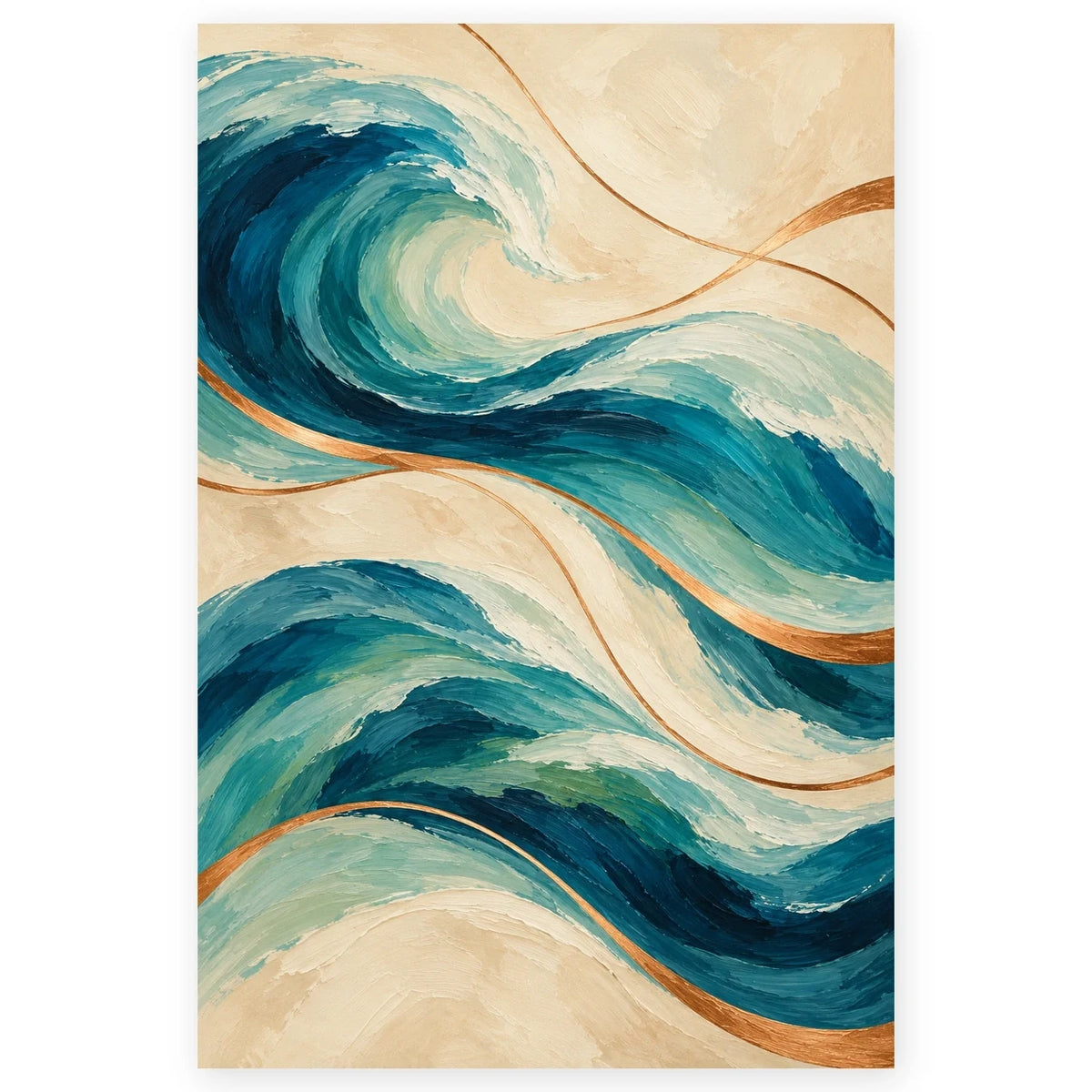 Full Abstract Waves Copper Lines paint by numbers artwork on a clean white square, complete design shown at its original proportions with a subtle soft shadow.
