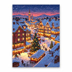 Alpine Christmas Market paint by numbers artwork on a front-facing canvas against a white background