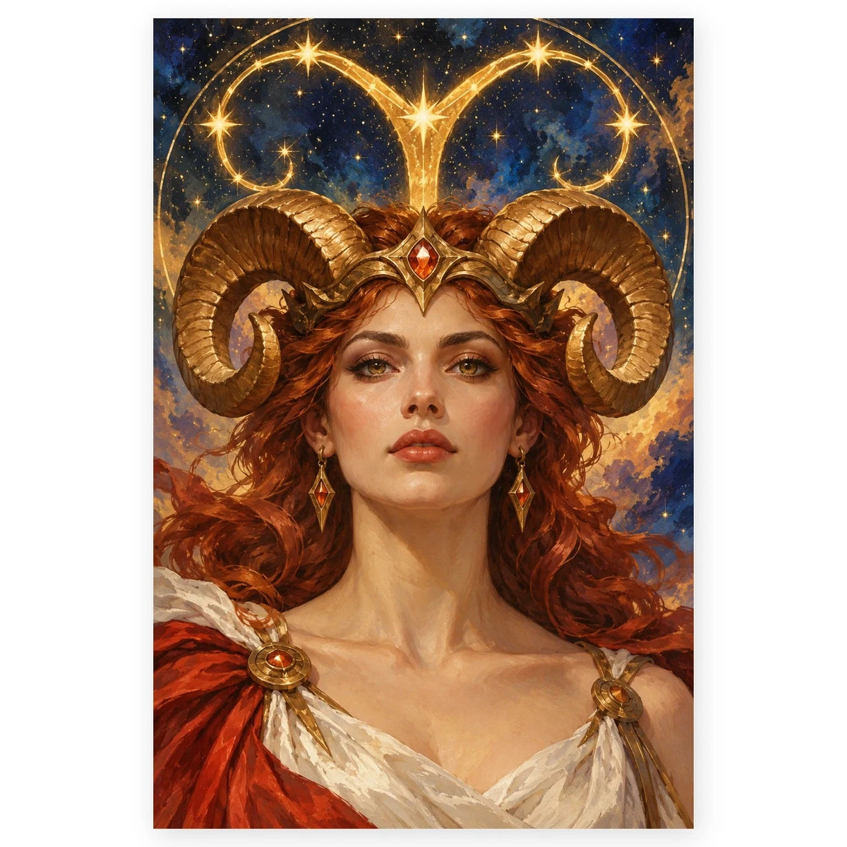 Full Aries Red Star Mountain Ridge paint by numbers artwork on a clean white square, complete design shown at its original proportions with a subtle soft shadow.
