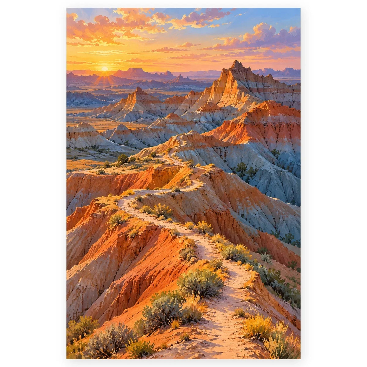 Badlands Blue Shadow paint by numbers artwork on a front-facing canvas against a white background