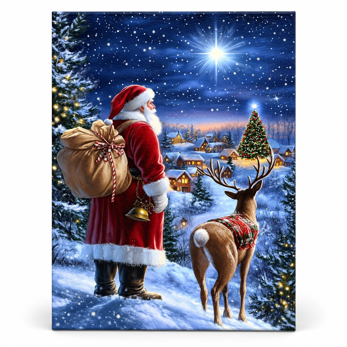 Beneath the Christmas Star paint by numbers artwork on a front-facing canvas against a white background