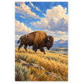 Bison in Snow-Free Grassland paint by numbers artwork on a front-facing canvas against a white background
