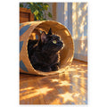 Black Cat Wicker Tunnel paint by numbers artwork on a front-facing canvas against a white background