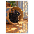 Black Cat Wicker Tunnel paint by numbers artwork on a front-facing canvas against a white background
