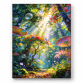 Blue Night Flowering Canopy paint by numbers artwork on a front-facing canvas against a white background