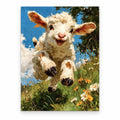 Blue Sky Leaping Lamb paint by numbers artwork on a front-facing canvas against a white background