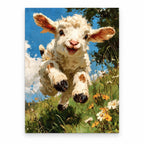 Blue Sky Leaping Lamb paint by numbers artwork on a front-facing canvas against a white background