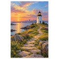 Full boston lighthouse island path paint by numbers artwork on a clean white background.