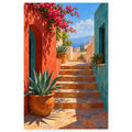 `01-bougainvillea-courtyard-stone-steps-hero.webp` — Complete bougainvillea courtyard stone steps paint by numbers artwork on a clean white background, shown at its original portrait proportions.
