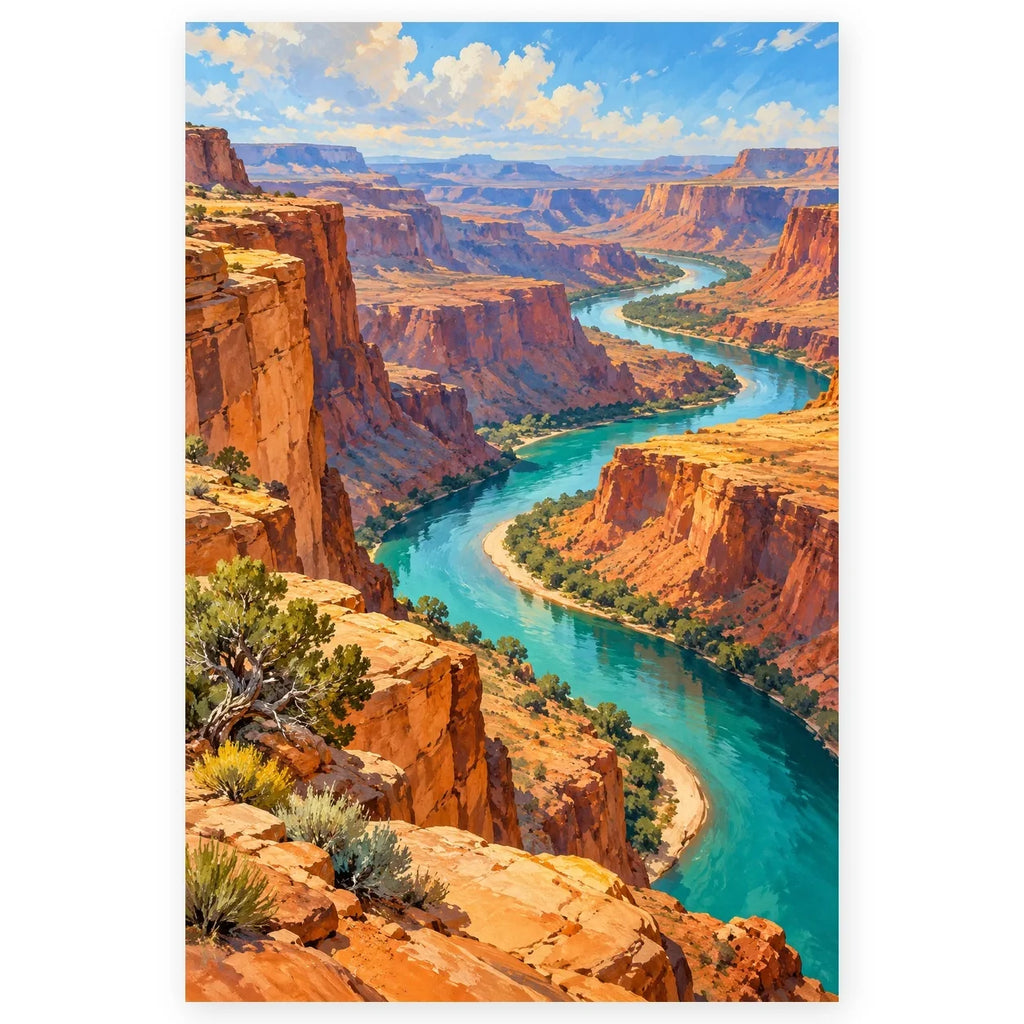 Canyon River Switchback paint by numbers artwork on a front-facing canvas against a white background