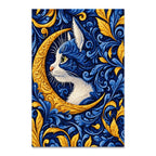 Completed Celestial Moon Cat 20 × 30 cm diamond painting on white